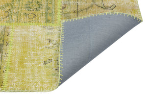 Green Over Dyed Patchwork Unique Rug 5'3'' x 7'7'' ft 160 x 230 cm