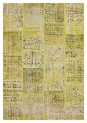 Green Over Dyed Patchwork Unique Rug 5'3'' x 7'7'' ft 160 x 230 cm
