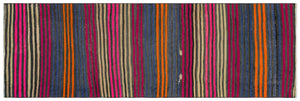 Striped Over Dyed Kilim Rug 2'8'' x 8'4'' ft 81 x 253 cm