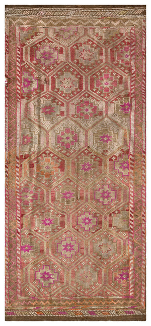 Geometric Over Dyed Kilim Rug 4'11'' x 11'6'' ft 149 x 350 cm