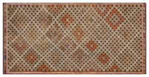 Geometric Over Dyed Kilim Rug 4'6'' x 9'4'' ft 138 x 285 cm