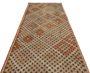 Geometric Over Dyed Kilim Rug 4'6'' x 9'4'' ft 138 x 285 cm
