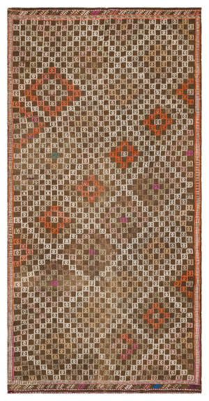 Geometric Over Dyed Kilim Rug 4'6'' x 9'4'' ft 138 x 285 cm