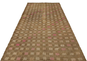 Geometric Over Dyed Kilim Rug 5'4'' x 9'9'' ft 163 x 297 cm