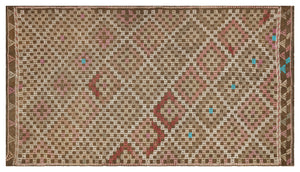 Geometric Over Dyed Kilim Rug 4'10'' x 8'8'' ft 147 x 264 cm