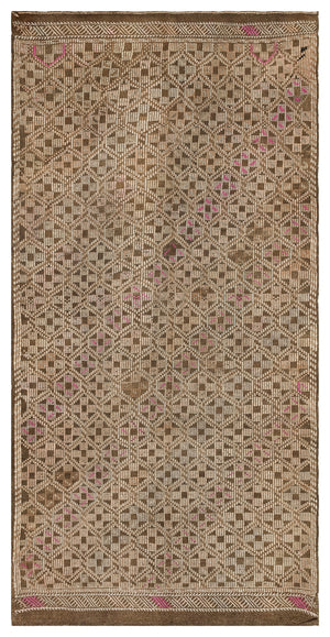 Geometric Over Dyed Kilim Rug 4'9'' x 9'7'' ft 146 x 292 cm