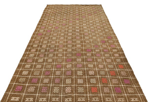 Geometric Over Dyed Kilim Rug 5'7'' x 9'10'' ft 171 x 299 cm