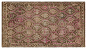 Geometric Over Dyed Kilim Rug 5'2'' x 9'5'' ft 157 x 286 cm