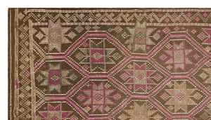 Geometric Over Dyed Kilim Rug 5'2'' x 9'5'' ft 157 x 286 cm