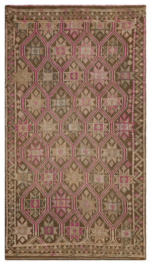 Geometric Over Dyed Kilim Rug 5'2'' x 9'5'' ft 157 x 286 cm