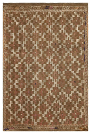 Geometric Over Dyed Kilim Rug 5'5'' x 8'6'' ft 164 x 259 cm