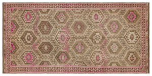 Geometric Over Dyed Kilim Rug 5'1'' x 10'4'' ft 155 x 314 cm