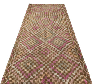 Geometric Over Dyed Kilim Rug 4'6'' x 10'2'' ft 136 x 310 cm