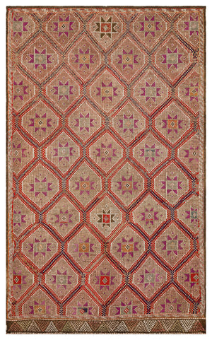 Geometric Over Dyed Kilim Rug 5'10'' x 9'7'' ft 177 x 292 cm