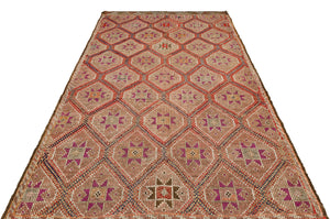 Geometric Over Dyed Kilim Rug 5'10'' x 9'7'' ft 177 x 292 cm