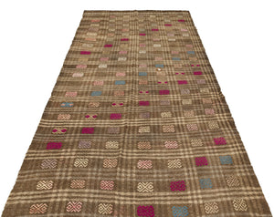 Geometric Over Dyed Kilim Rug 4'9'' x 9'10'' ft 145 x 300 cm
