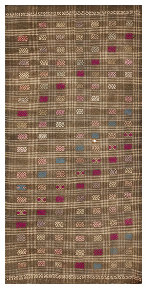 Geometric Over Dyed Kilim Rug 4'9'' x 9'10'' ft 145 x 300 cm