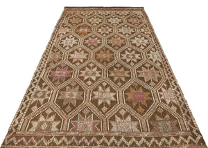 Geometric Over Dyed Kilim Rug 5'3'' x 9'4'' ft 159 x 284 cm