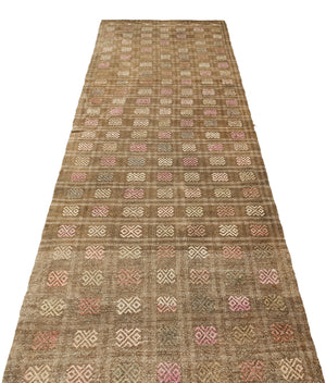 Geometric Over Dyed Kilim Rug 3'1'' x 8'12'' ft 95 x 274 cm
