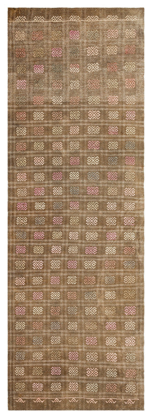 Geometric Over Dyed Kilim Rug 3'1'' x 8'12'' ft 95 x 274 cm