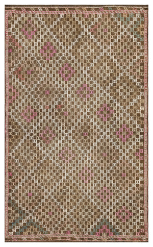 Geometric Over Dyed Kilim Rug 5'3'' x 9'1'' ft 161 x 278 cm