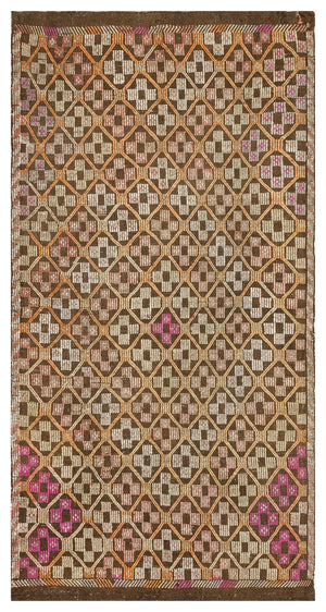 Geometric Over Dyed Kilim Rug 4'11'' x 9'4'' ft 150 x 285 cm