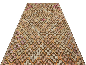 Geometric Over Dyed Kilim Rug 4'11'' x 9'4'' ft 150 x 285 cm