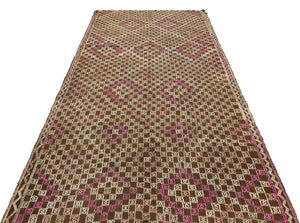 Geometric Over Dyed Kilim Rug 5'0'' x 10'7'' ft 153 x 322 cm