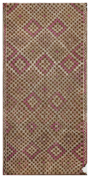 Geometric Over Dyed Kilim Rug 5'0'' x 10'7'' ft 153 x 322 cm