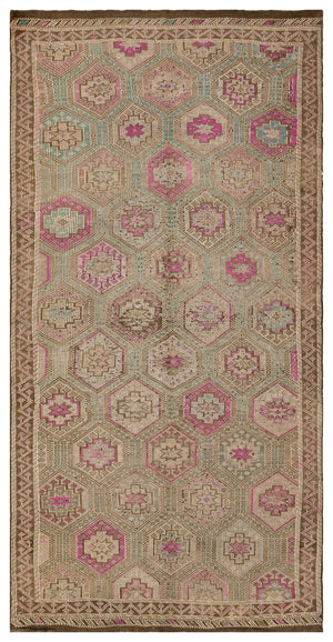 Geometric Over Dyed Kilim Rug 5'5'' x 10'10'' ft 166 x 329 cm