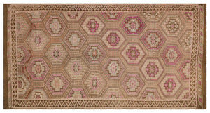 Geometric Over Dyed Kilim Rug 5'5'' x 10'4'' ft 165 x 314 cm