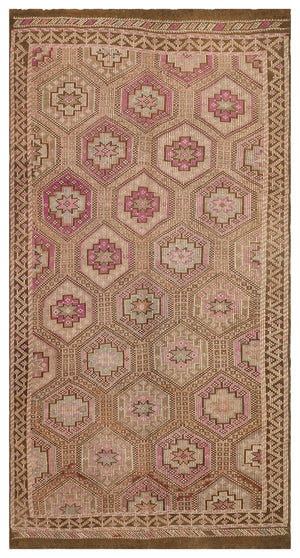 Geometric Over Dyed Kilim Rug 5'5'' x 10'4'' ft 165 x 314 cm