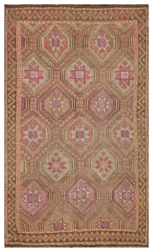 Geometric Over Dyed Kilim Rug 5'7'' x 9'9'' ft 170 x 296 cm
