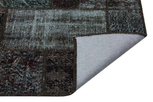 Black Over Dyed Patchwork Unique Rug 2'8'' x 4'11'' ft 82 x 150 cm