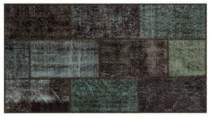 Black Over Dyed Patchwork Unique Rug 2'8'' x 4'11'' ft 82 x 150 cm