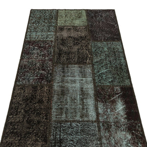 Black Over Dyed Patchwork Unique Rug 2'8'' x 4'11'' ft 82 x 150 cm
