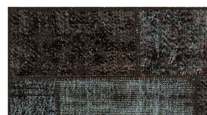 Black Over Dyed Patchwork Unique Rug 2'8'' x 4'11'' ft 82 x 150 cm