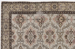 Beige Over Dyed Vintage Rug 5'10'' x 8'10'' ft 177 x 270 cm