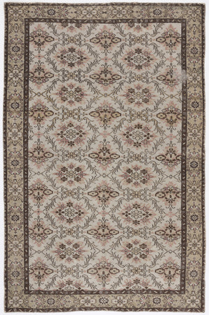 Beige Over Dyed Vintage Rug 5'10'' x 8'10'' ft 177 x 270 cm