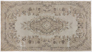 Beige Over Dyed Vintage Rug 5'4'' x 9'5'' ft 162 x 286 cm