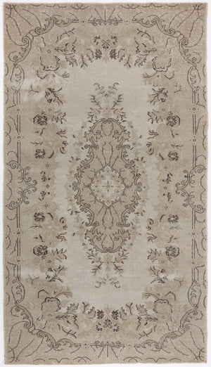 Beige Over Dyed Vintage Rug 5'4'' x 9'5'' ft 162 x 286 cm