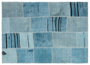 Natural Vintage Hemp Patchwork Rug  5'3'' x 7'3'' ft 159 x 222 cm