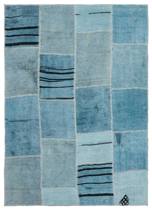 Natural Vintage Hemp Patchwork Rug  5'3'' x 7'3'' ft 159 x 222 cm