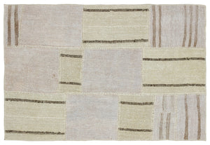 Natural Vintage Hemp Patchwork Rug 3'10'' x 5'9'' ft 118 x 175 cm