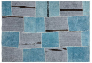 Natural Vintage Hemp Patchwork Rug  5'2'' x 7'4'' ft 157 x 224 cm