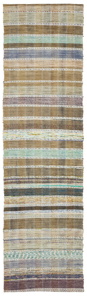 Chaput Over Dyed Kilim Rug 3'4'' x 11'9'' ft 101 x 357 cm