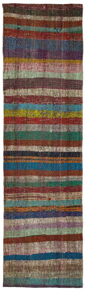 Chaput Over Dyed Kilim Rug 3'2'' x 11'2'' ft 96 x 340 cm