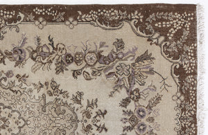 Beige Over Dyed Vintage Rug 5'7'' x 9'7'' ft 171 x 291 cm