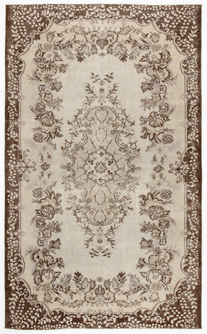 Beige Over Dyed Vintage Rug 5'6'' x 8'11'' ft 168 x 272 cm