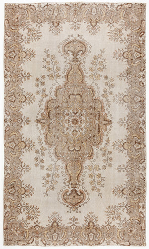 Beige Over Dyed Vintage Rug 5'3'' x 9'1'' ft 161 x 278 cm